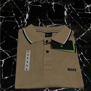 BOSS Men’s Polo Shirt (Beige) Size L 100% Pima Cotton